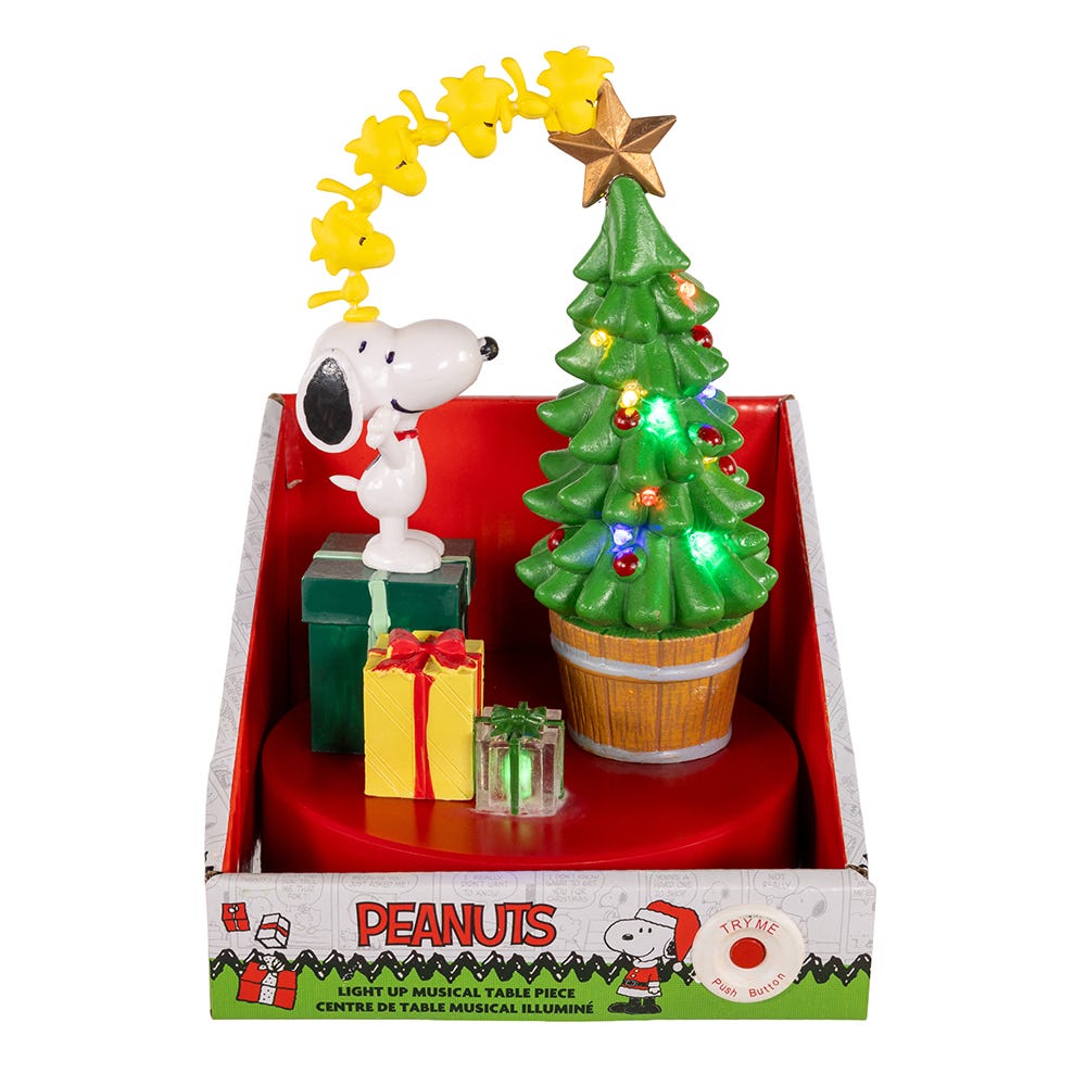 Kurt Adler Peanuts 7.7-Inch Battery-Operated Snoopy and Woodstock Light Up and Musical Tree Tablepiece